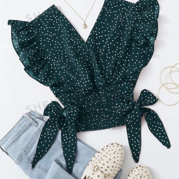 SHEIN Tops - Cute Polkadot Green top